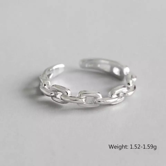 *NEW Cuban Chain Link 925 Sterling Silver Open Ring - Picture 4 of 16